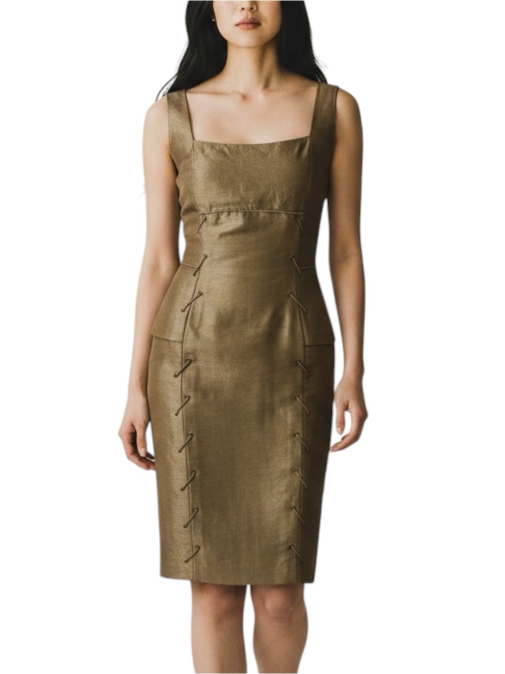 BIGIO Collection Metallic Gold Sleeveless Dress NWOT Size 10